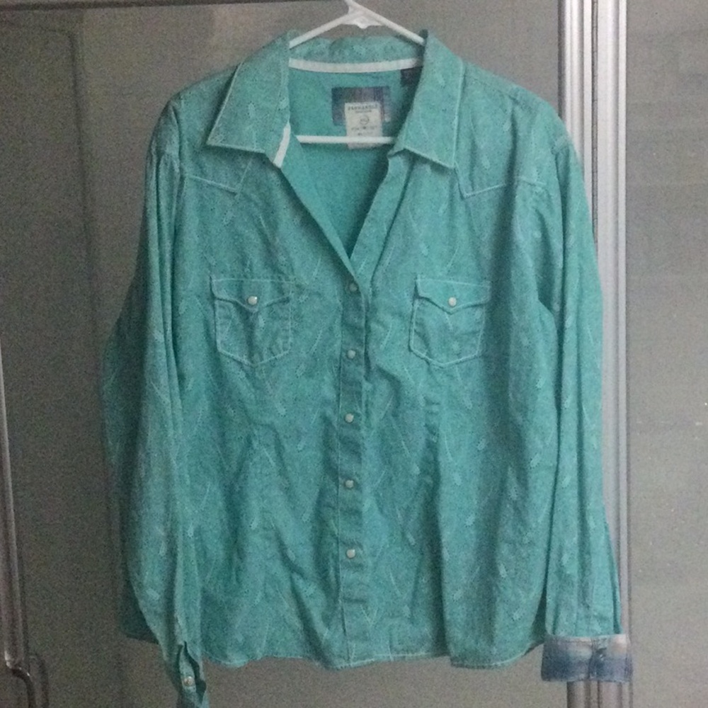 Teal Snap button western Shirt with Pockets